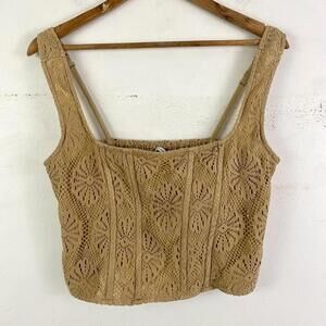 AMERICAN EAGLE light brown lace corset crop top